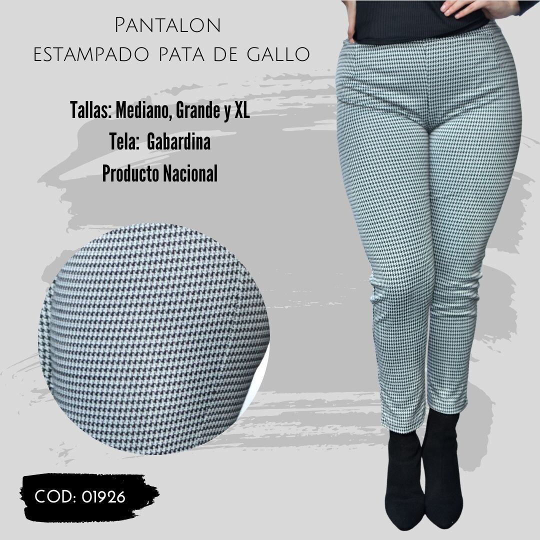 Pantalon Estampado Pata de Gallo Modelo 01926