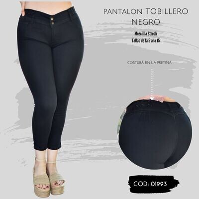 Pantalon Tobillero Negro  Modelo 01993