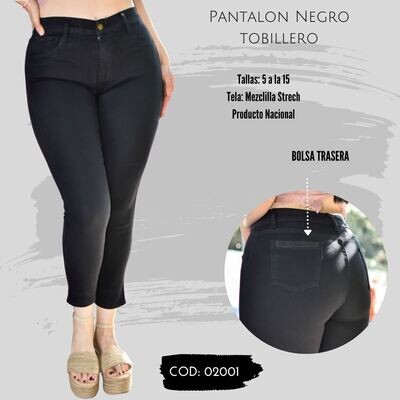 Pantalon Negro Tobillero  Modelo 02001