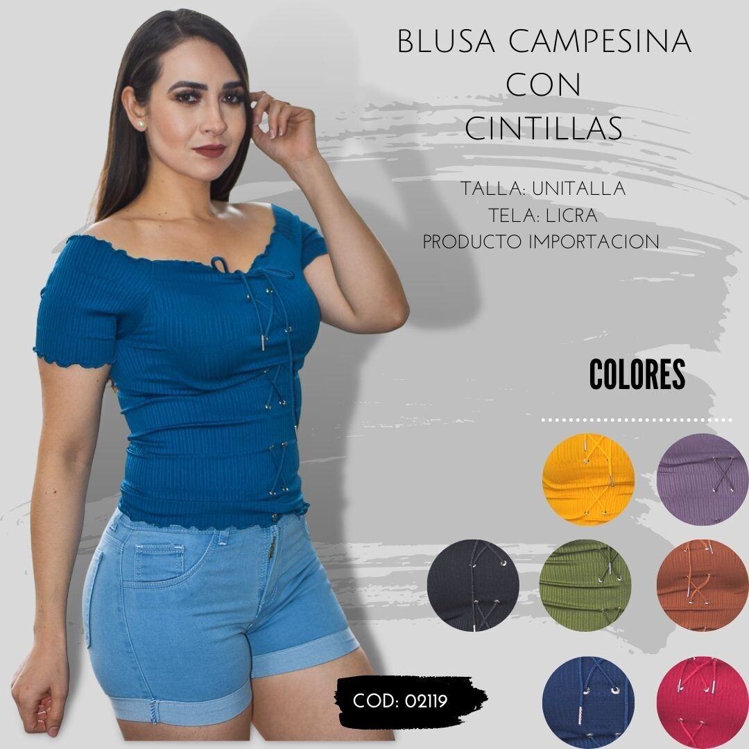 Blusa Campesina con Cintillas modelo 02119