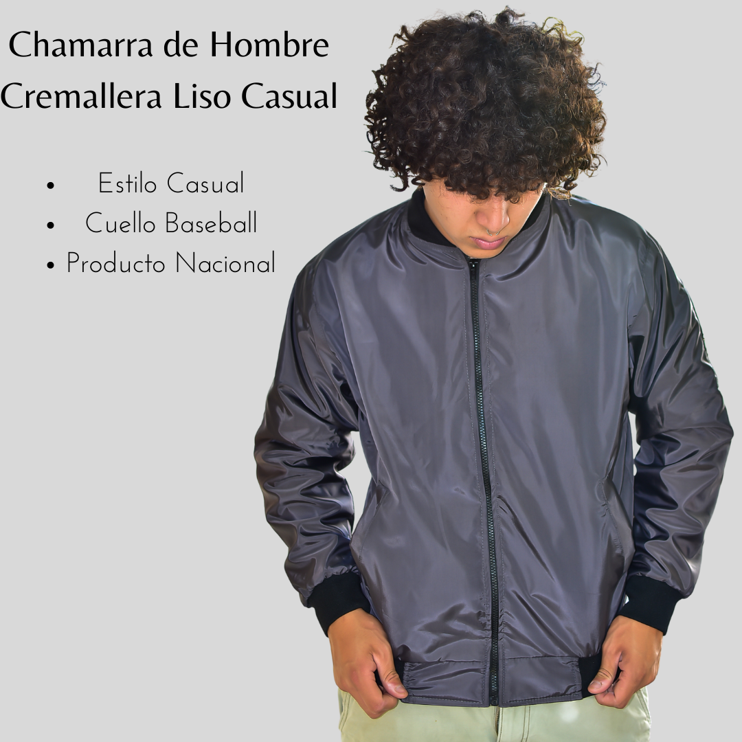 Chamarra de Hombre Cremallera Liso Casual modelo 01956