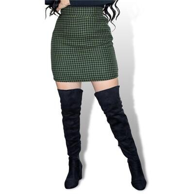 Falda estampado pata de gallo Modelo HCHI-1-VERDE Falda estampado pata de gallo Modelo HCHI-1-VERDE
