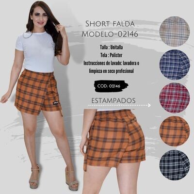 Paquete de 6 Short falda modelo-02146-6 Paquete de 6 Short falda modelo-02146-6