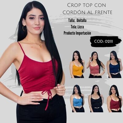 Paquete de 10 Crop top con cordón al frente modelo 02111-10 Paquete de 10 Crop top con cordón al frente modelo 02111-10
