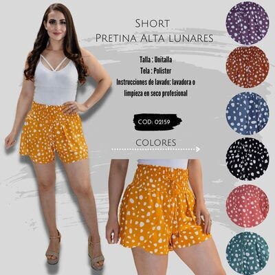 Paquete de 10 Short Pretina Alta tela con lunares modelo-02159-10 Paquete de 10 Short Pretina Alta tela con lunares modelo-02159-10