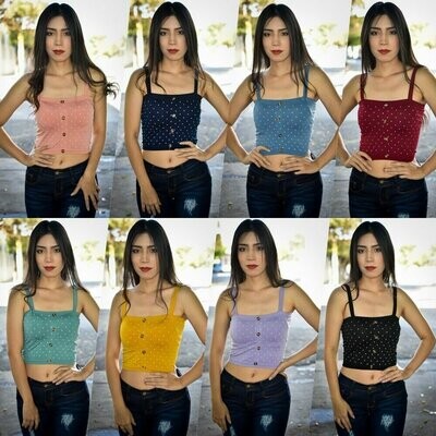 Crop top para dama boleado modelo-02367 Crop top para dama boleado modelo-02367