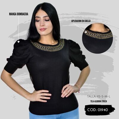 Blusa Manga Bombacha modelo-01940 Blusa Manga Bombacha modelo-01940