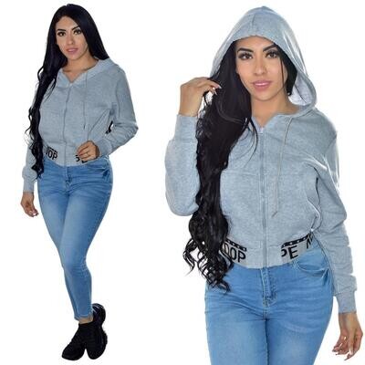 Sudadera corta con cierre al frente Modelo HDJ-4-GRIS Sudadera corta con cierre al frente Modelo HDJ-4-GRIS