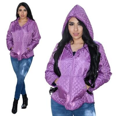 Chamarra capitonada ligera modelo-GJK1-Lila Chamarra capitonada ligera modelo-GJK1-Lila