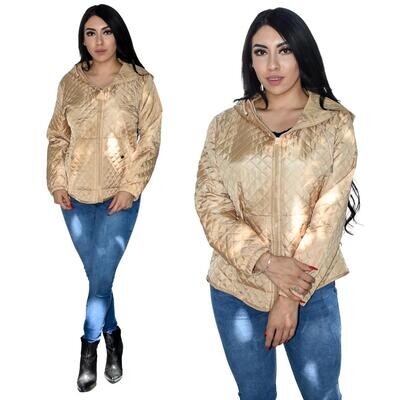 Chamarra capitonada ligera modelo-GJK1-Beige Chamarra capitonada ligera modelo-GJK1-Beige