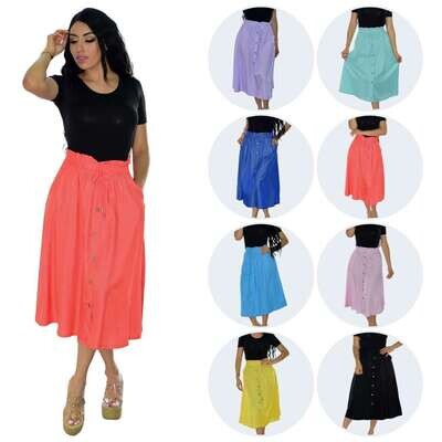 Paquete de 10 Falda Midi Con Botones al frente Modelo SK1-10 Paquete de 10 Falda Midi Con Botones al frente Modelo SK1-10