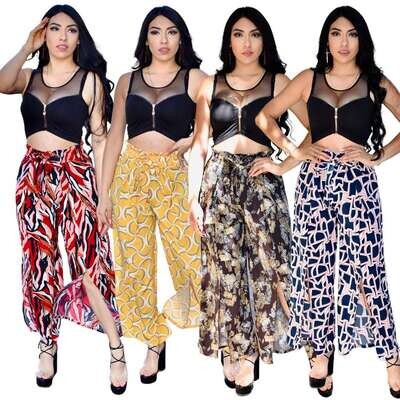 Pantalón palazzo con aberturas para dama Pantalón palazzo con aberturas para dama