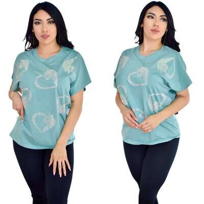 Blusa de piedras para mujer-menta Blusa de piedras para mujer-menta