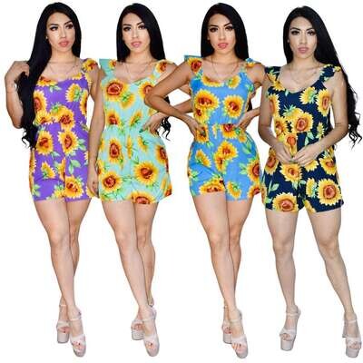 Paquete de 10 Jumper short floral para mujer con espalda descubierta Paquete de 10 Jumper short floral para mujer con espalda descubierta