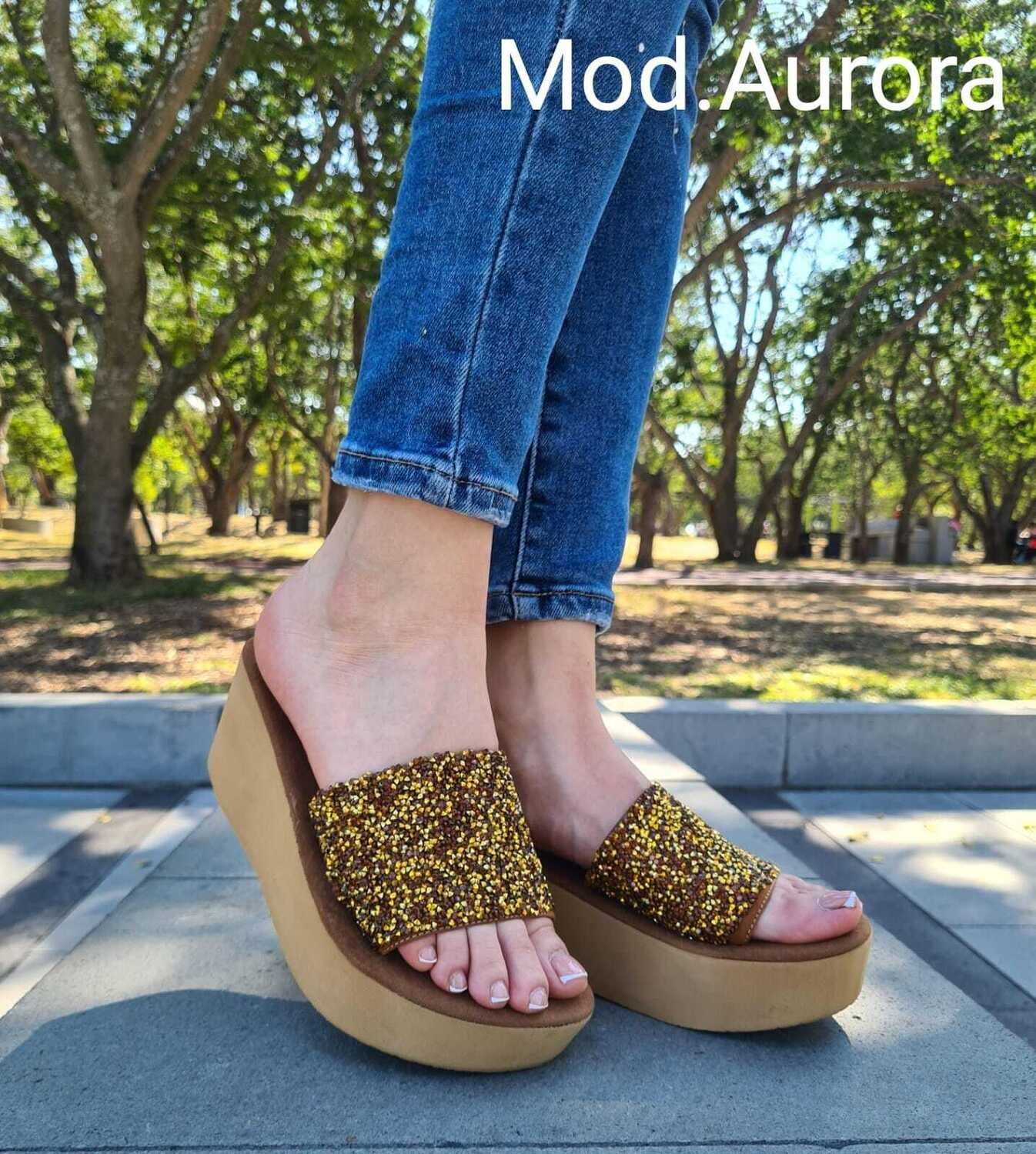 Sandalias de Plataforma modelo Aurora-Oro