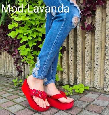 Sandalias de Plataforma modelo Lavanda-Rojo