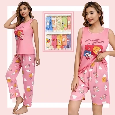 Paquete de 10 conjunto de Pijama de 3 Piezas: Pantalón, Short y Blusa