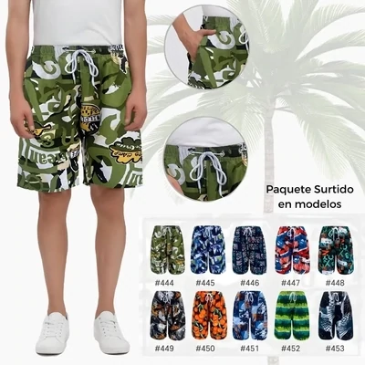 10 Shorts Playa Hombre - Surtido Estampados - Tallas M/L