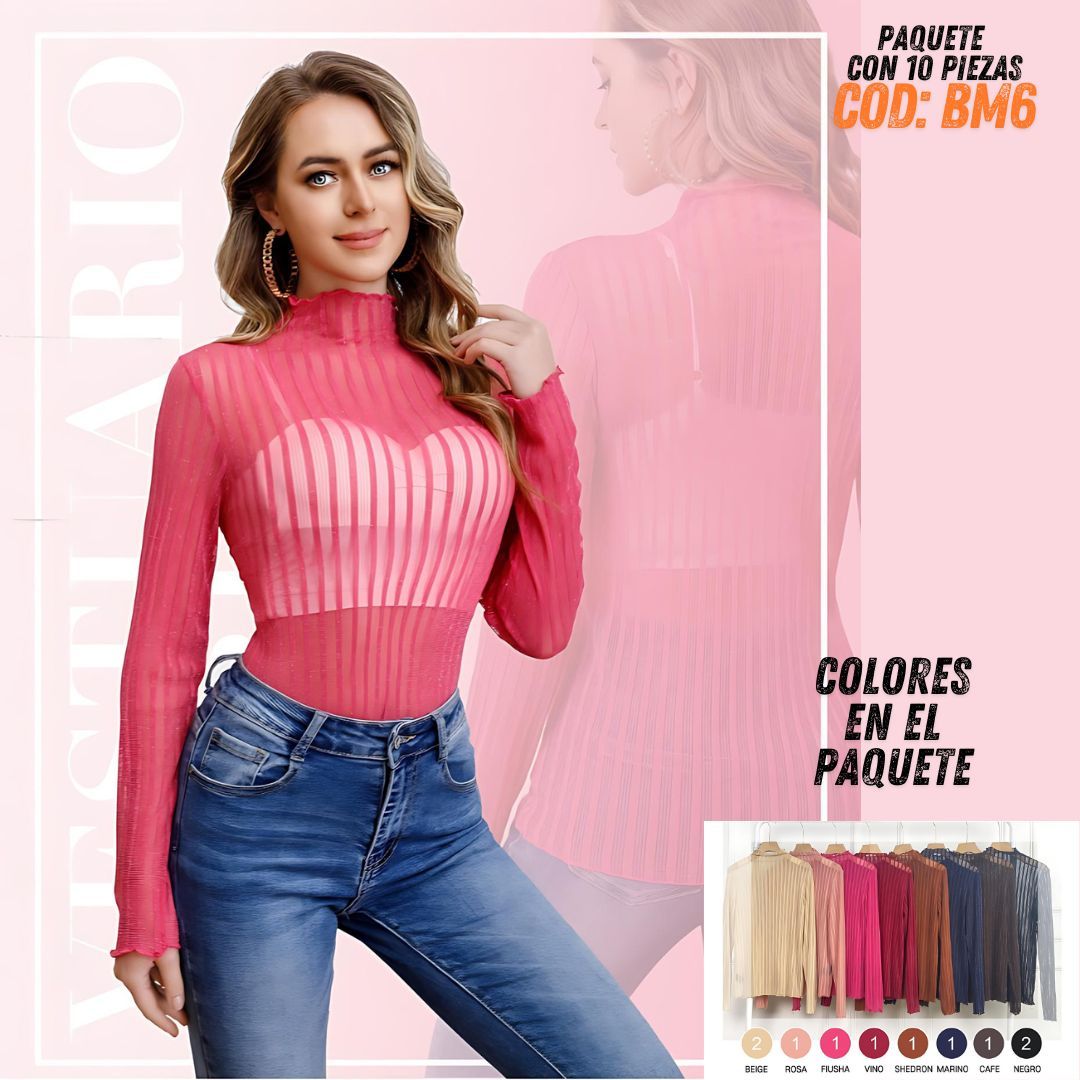 Paquete 10 Blusas Transparente Elegancia y comodidad para tu negocio