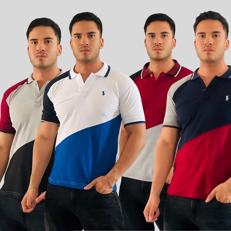 Paquete de 6 Camisas Ralf Lauren para Hombre, Tela Pique, Corte Fit