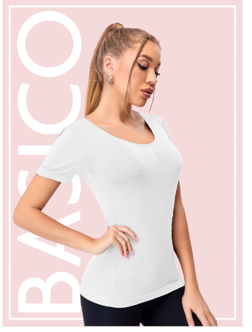 Paquete de 10 Blusas de cuello redondo Blanco