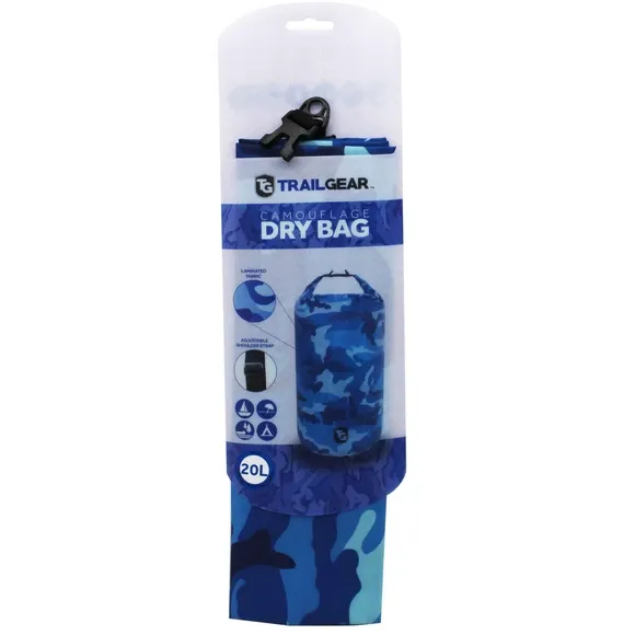 20L Blue Camo Ultralight Dry Bag by Trail Gear