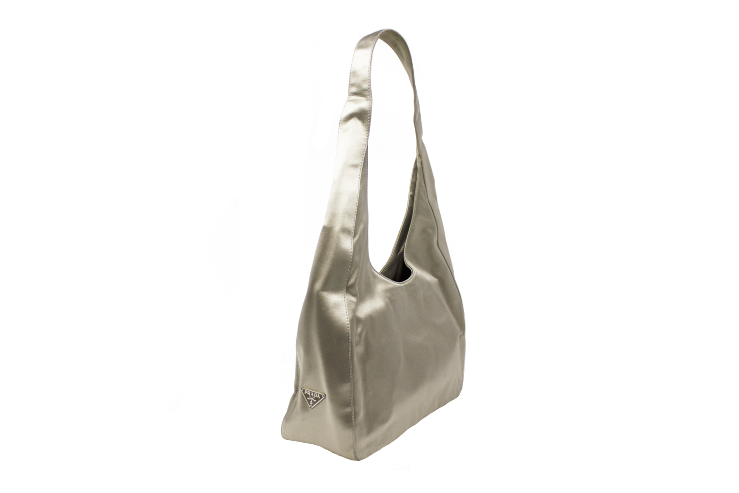 Prada Silver Satin Raso Shoulder Bag