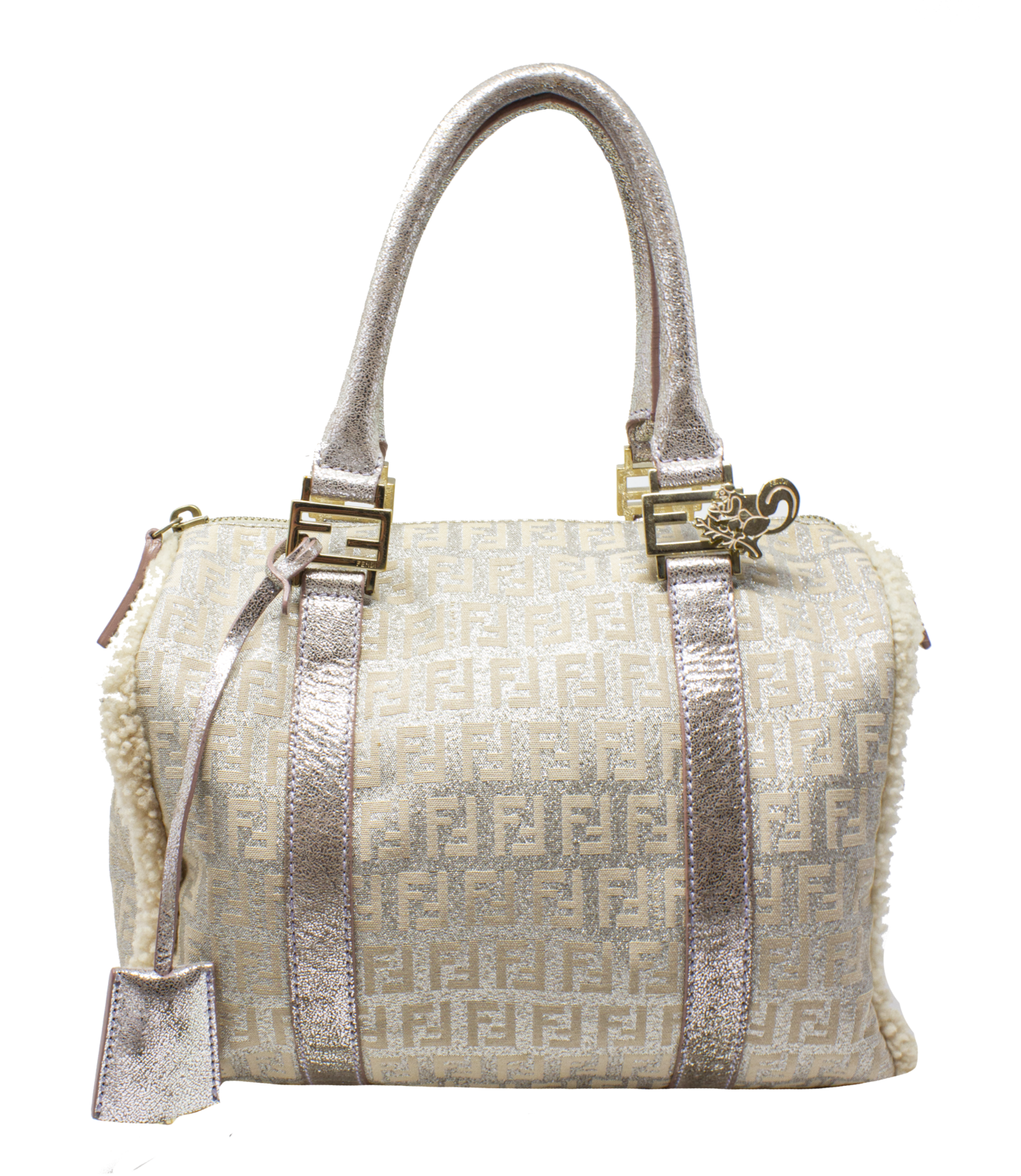 FENDI Zucchino Spalmati Canvas Forever Bauletto Boston Bag