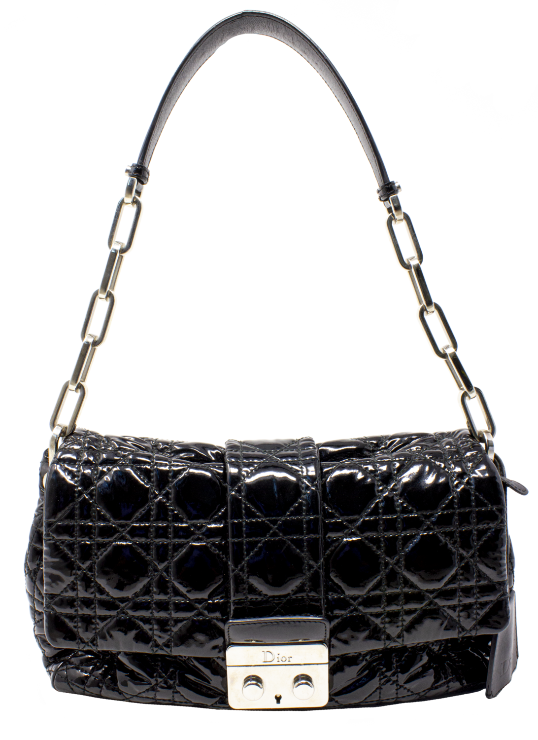 Christian Dior Black Patent Medium New Lock Flap Bag shop