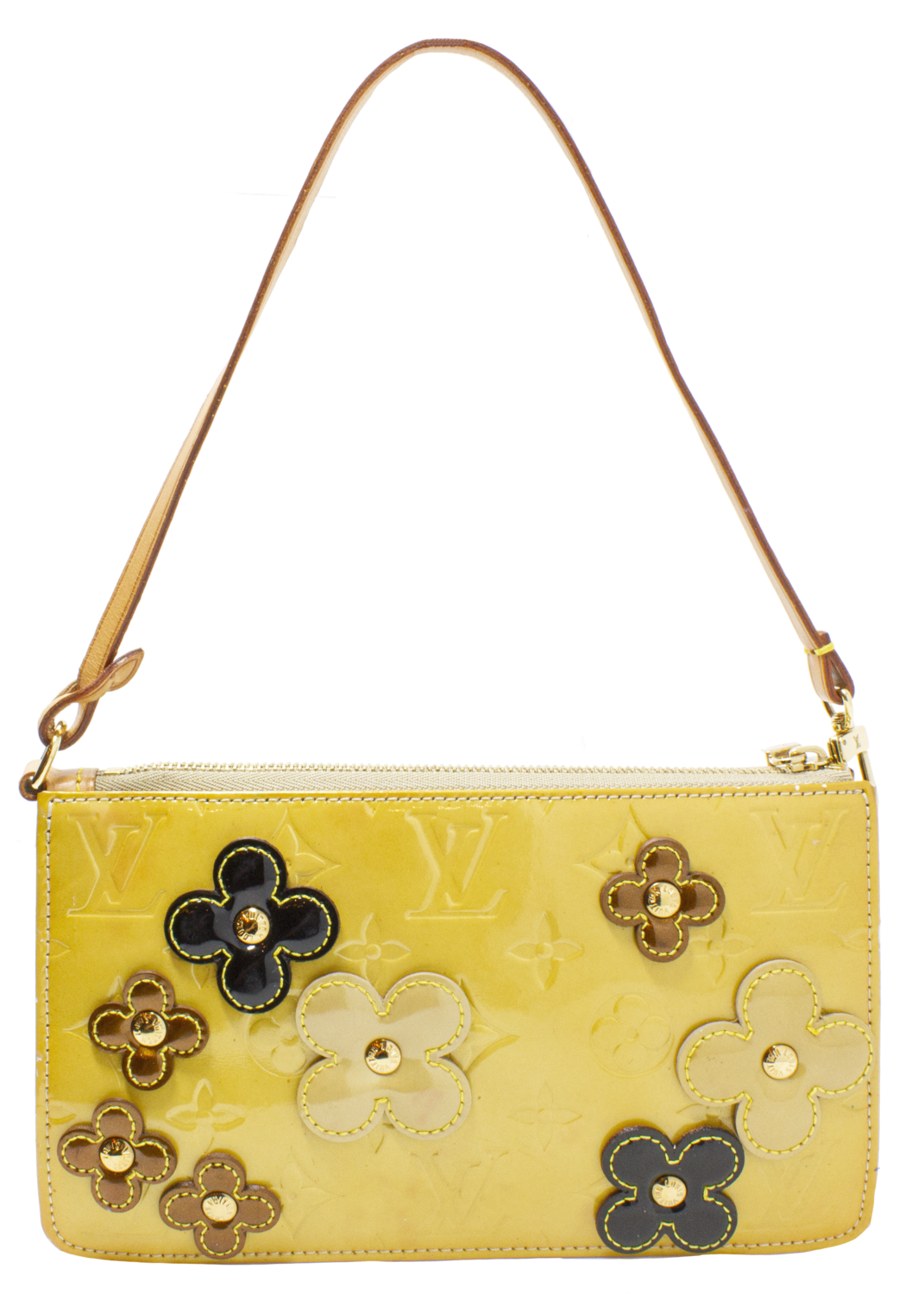 Louis Vuitton, Bags, Louis Vuitton Yellow Vernis Lexington Fleurs Pochette