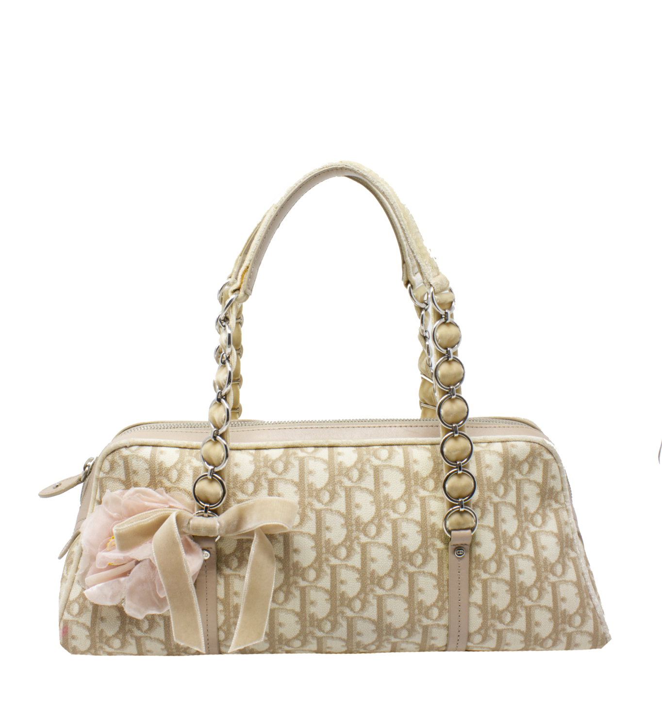 Christian Dior Beige Diorissimo Rose Shoulder Bag