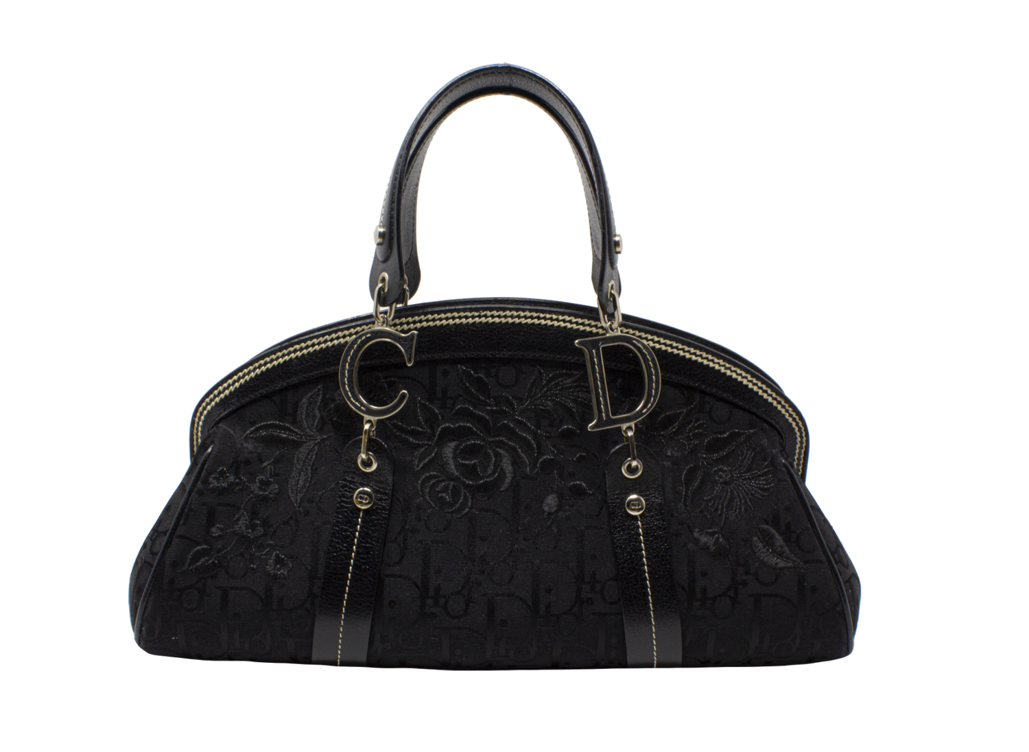 Christian Dior Black Embroidered Diorissimo Bag