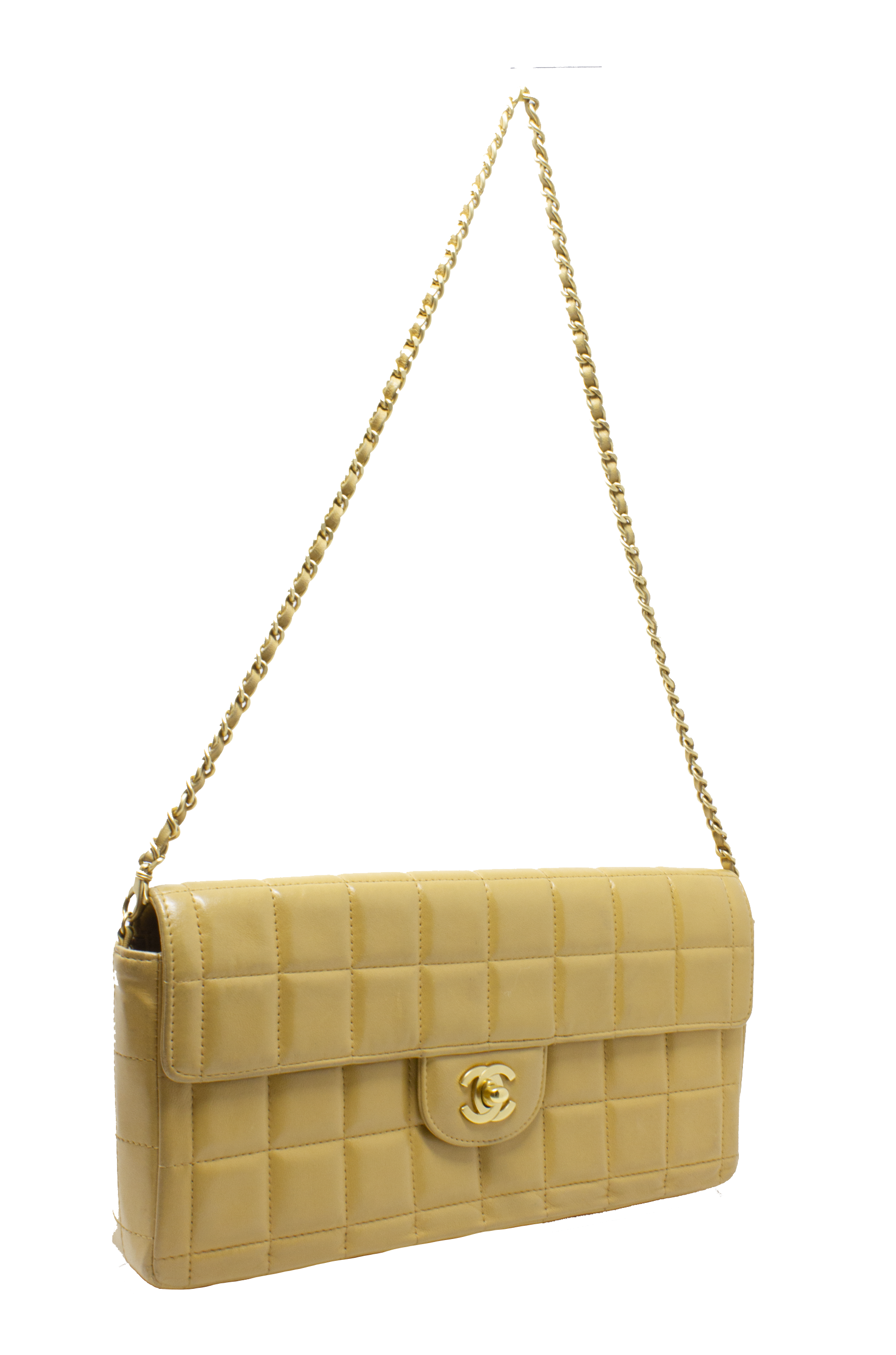 East west chocolate bar leather handbag Chanel Beige in Leather - 35734679