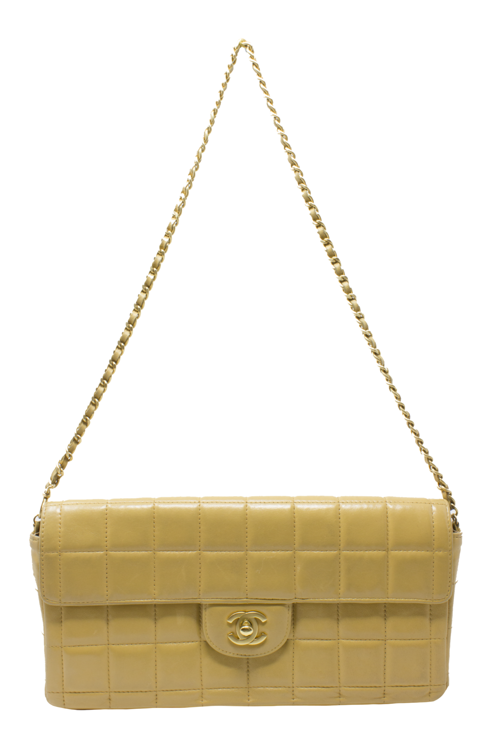 Chanel - Authenticated East West Chocolate Bar Handbag - Leather Beige Plain for Women, Good Condition