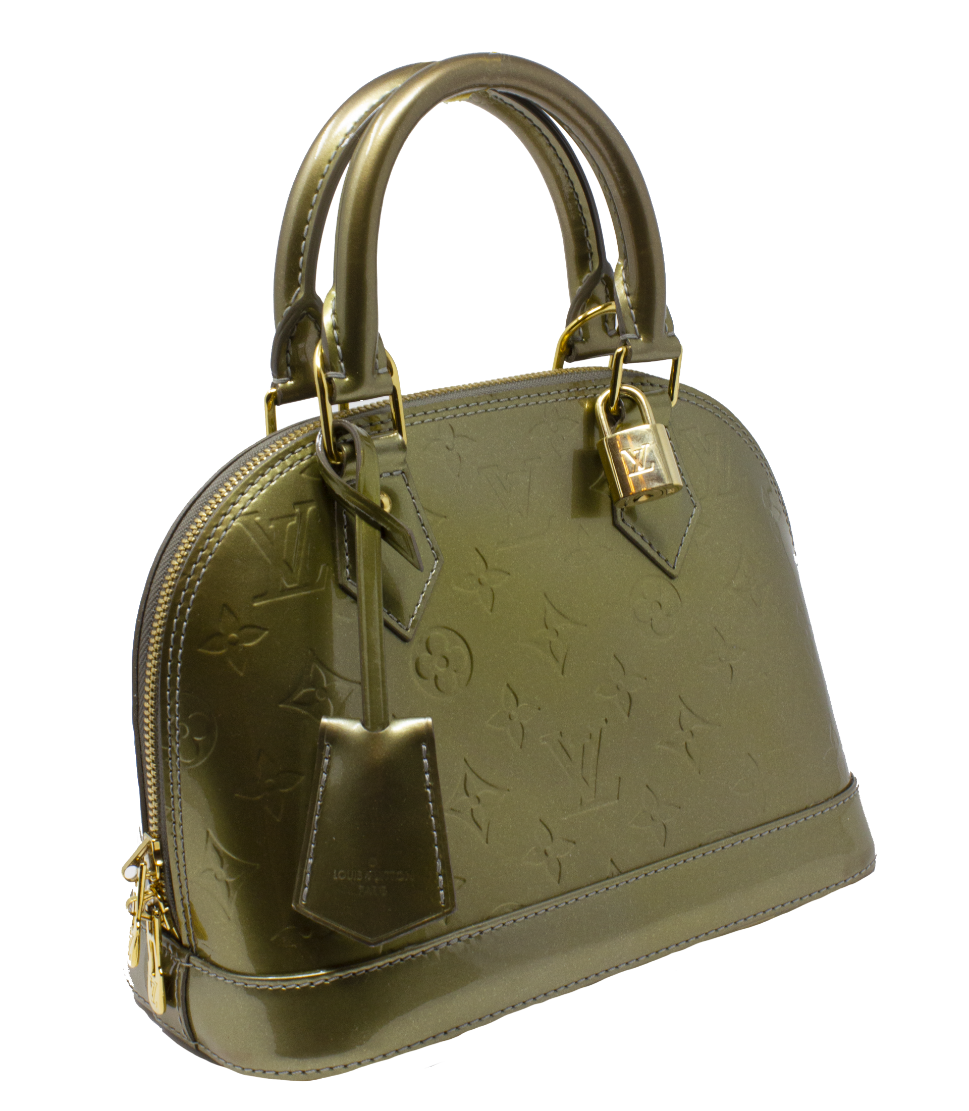 Louis Vuitton Vert Olive Monogram Vernis Alma GM Bag at 1stDibs