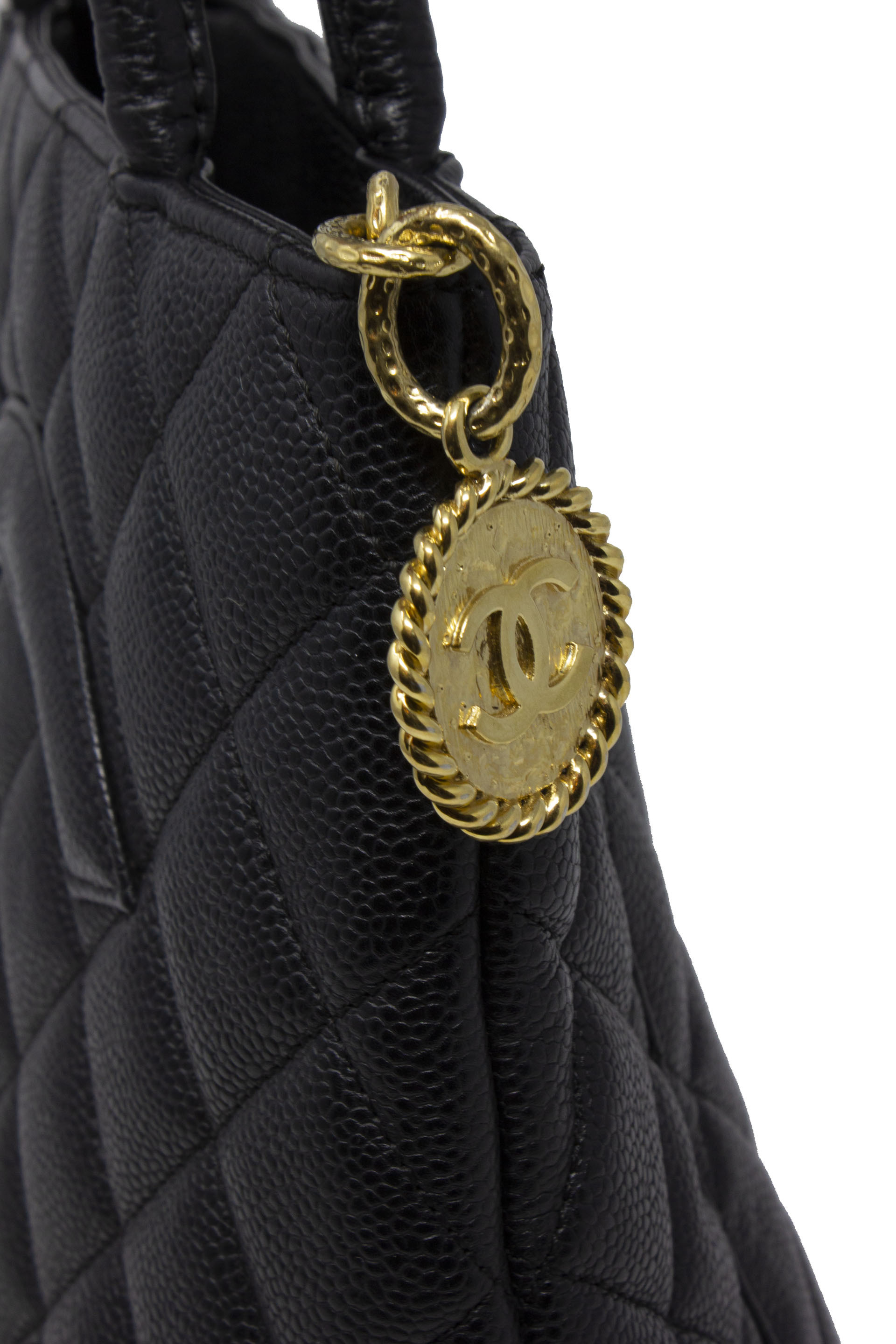 Chanel Black Caviar Medallion Tote - shop 