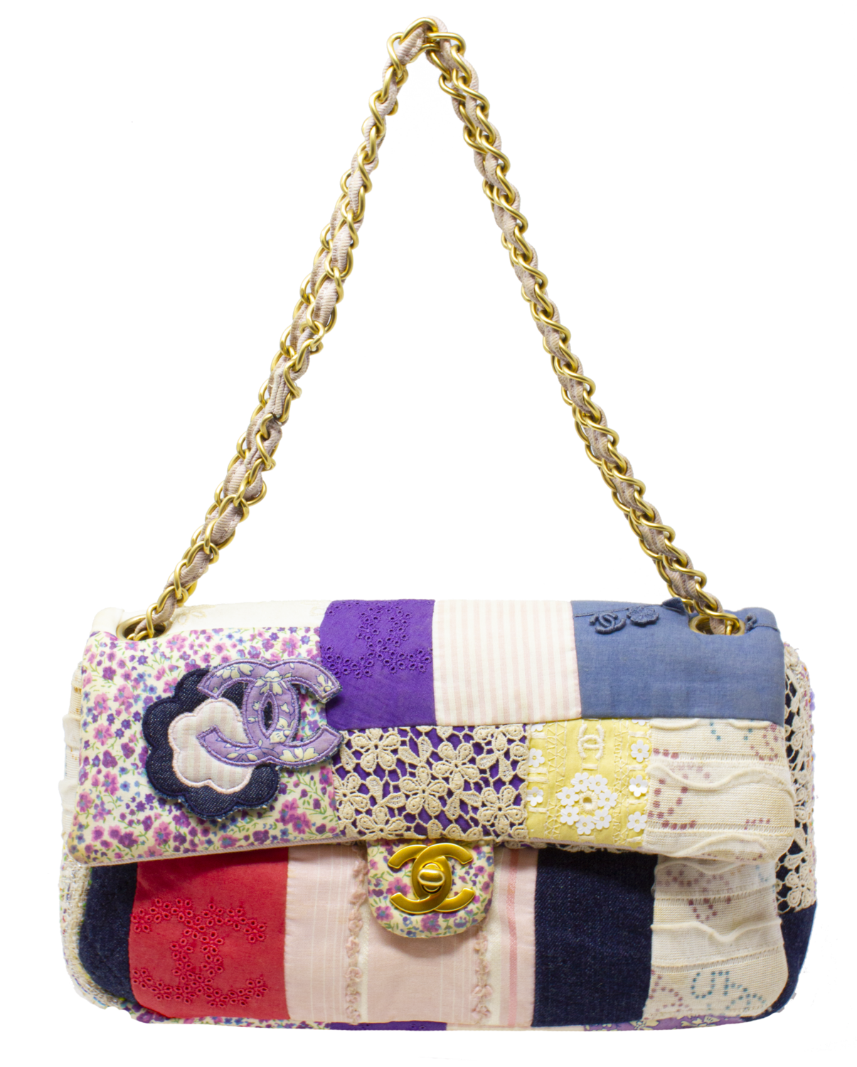 Chanel Mouton Violet Patchwork Shoulder Bag