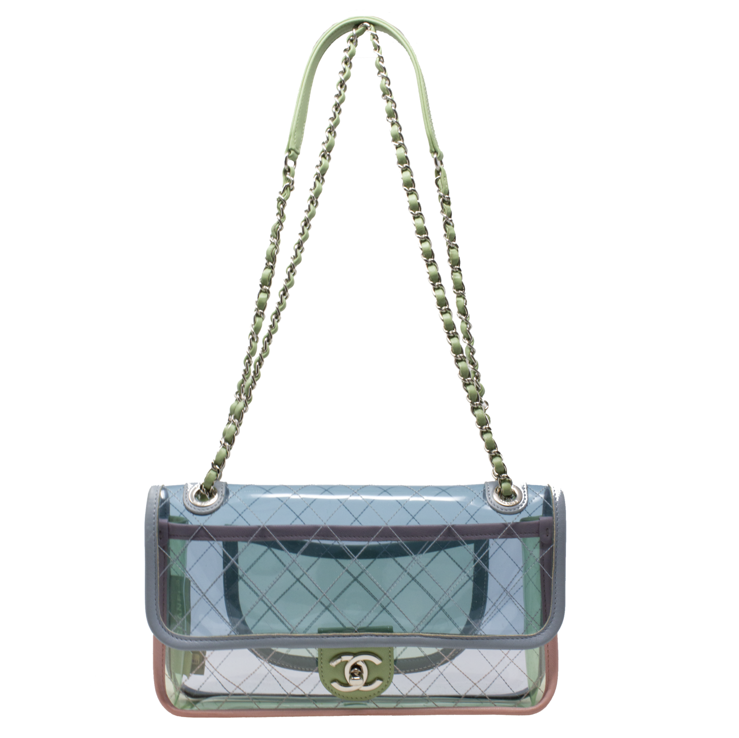 Chanel Coco Splash Flap Bag Quilted PVC With Lambskin Small Clear 501124