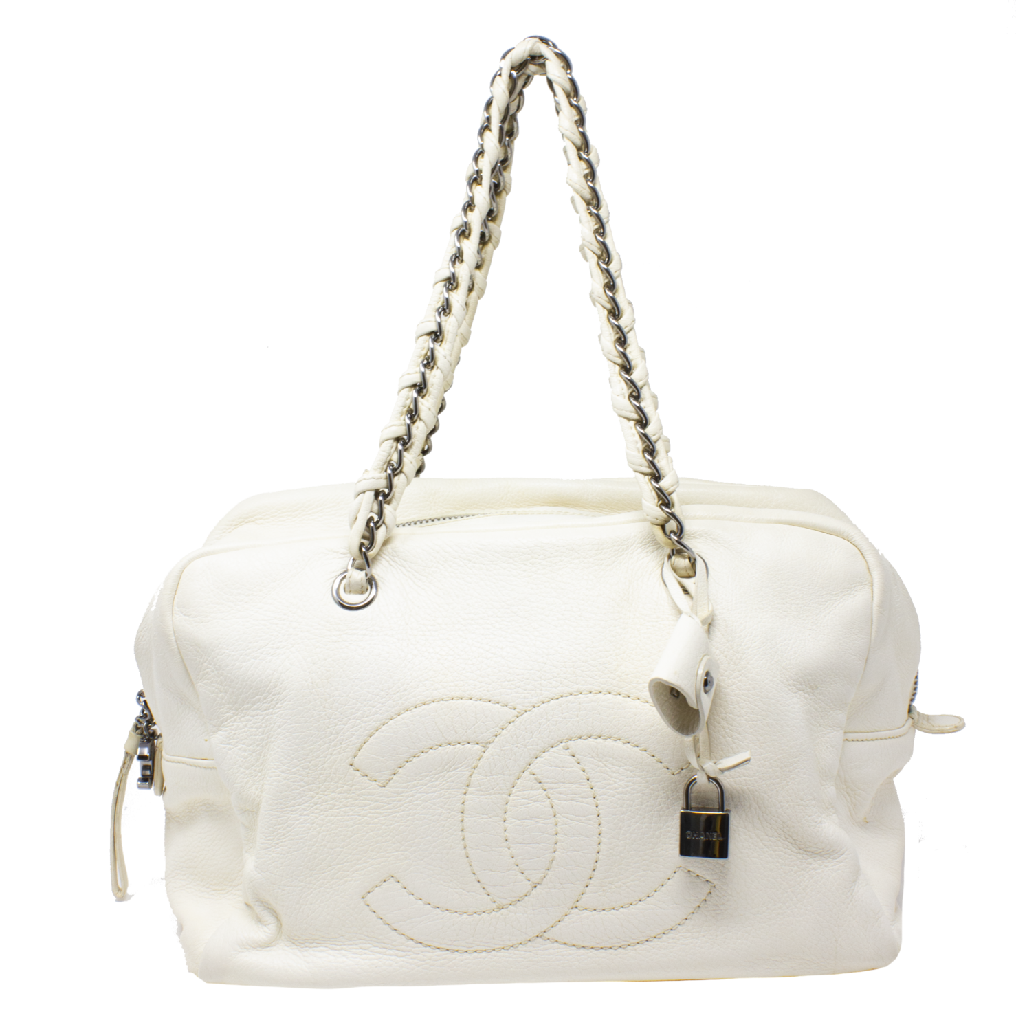 Chanel Ivory CC Logo Lock Shoulder Bag