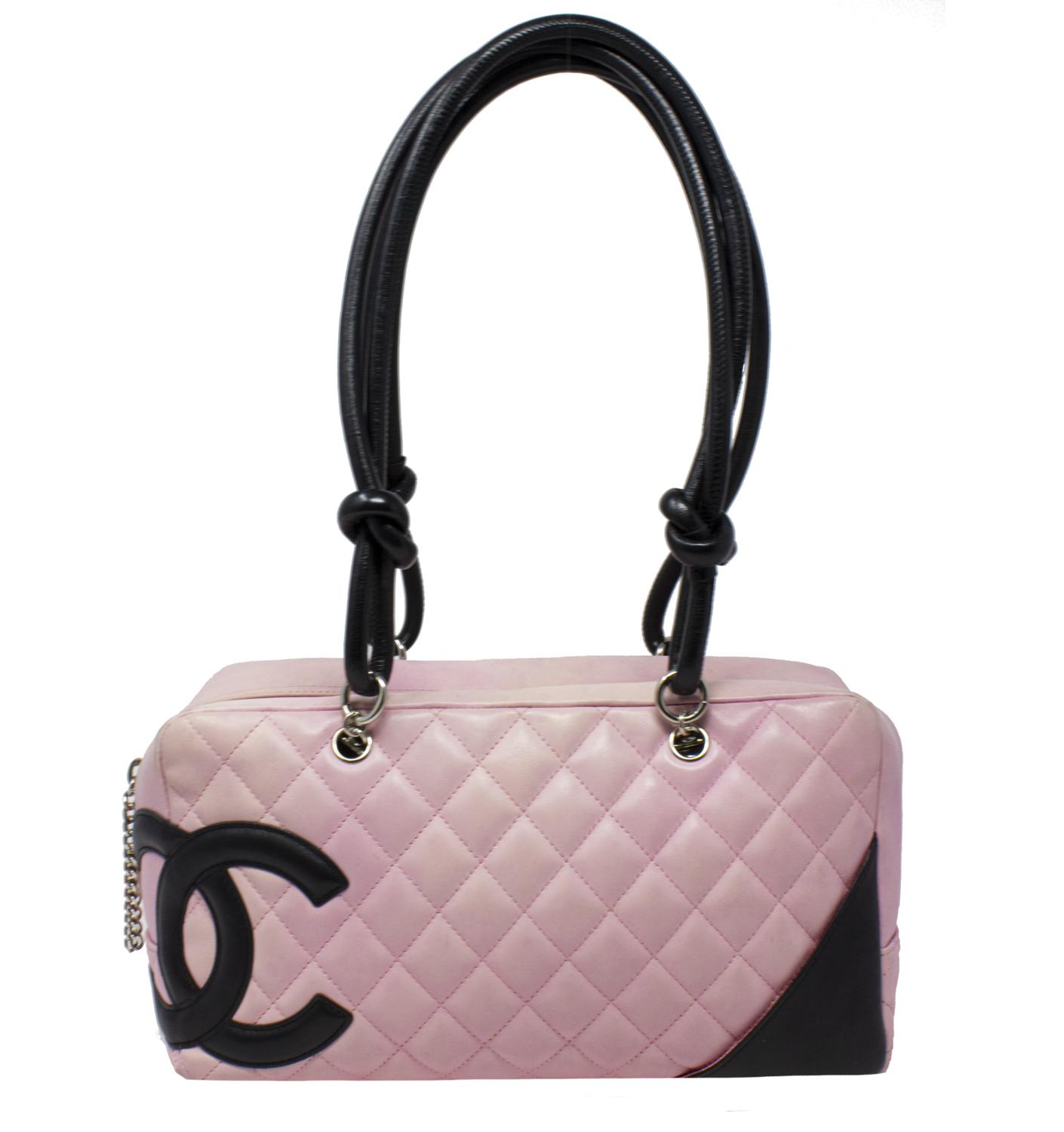 chanel pink quilted handbag leather