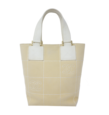 Chanel Beige CC Canvas Mini Quilted Tote
