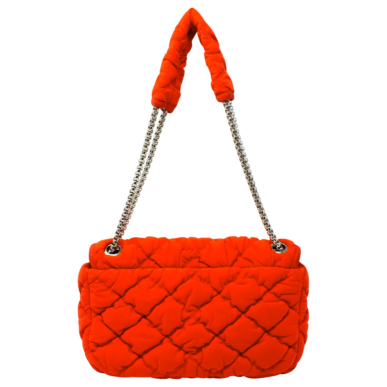Chanel Medium Orange Red Bubble Quilted Flap Bag - shop 