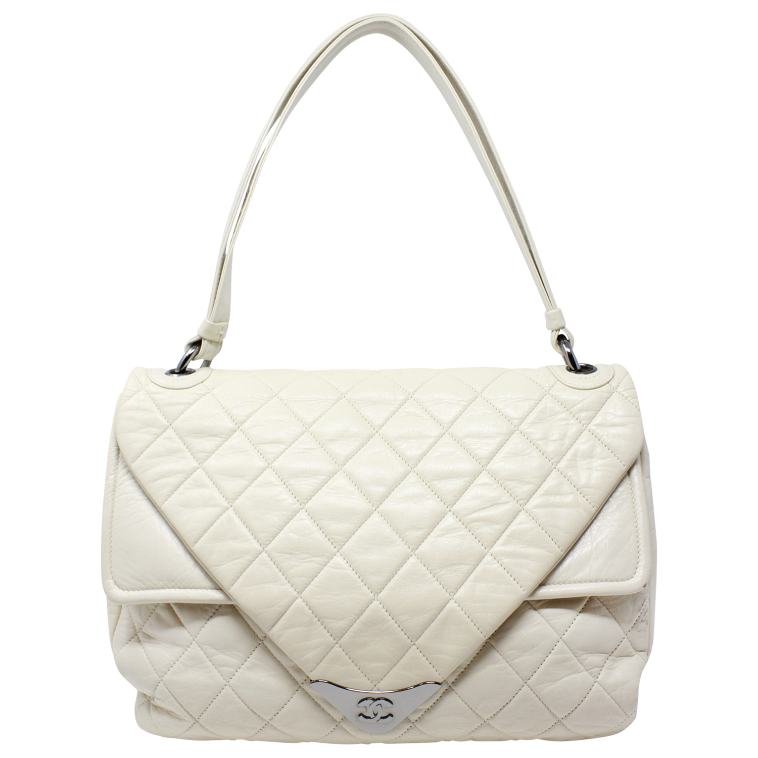 Chanel Ivory Triangle Flap Shoulder Bag