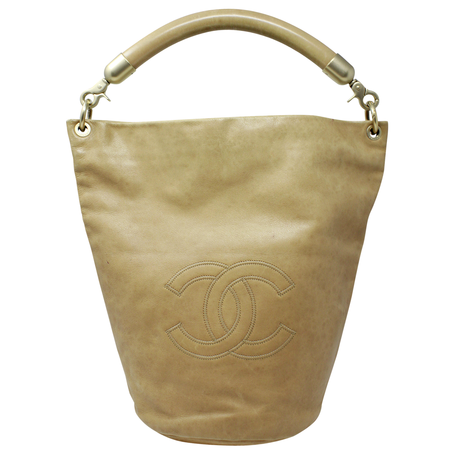 Chanel Tan CC Logo Bucket Bag