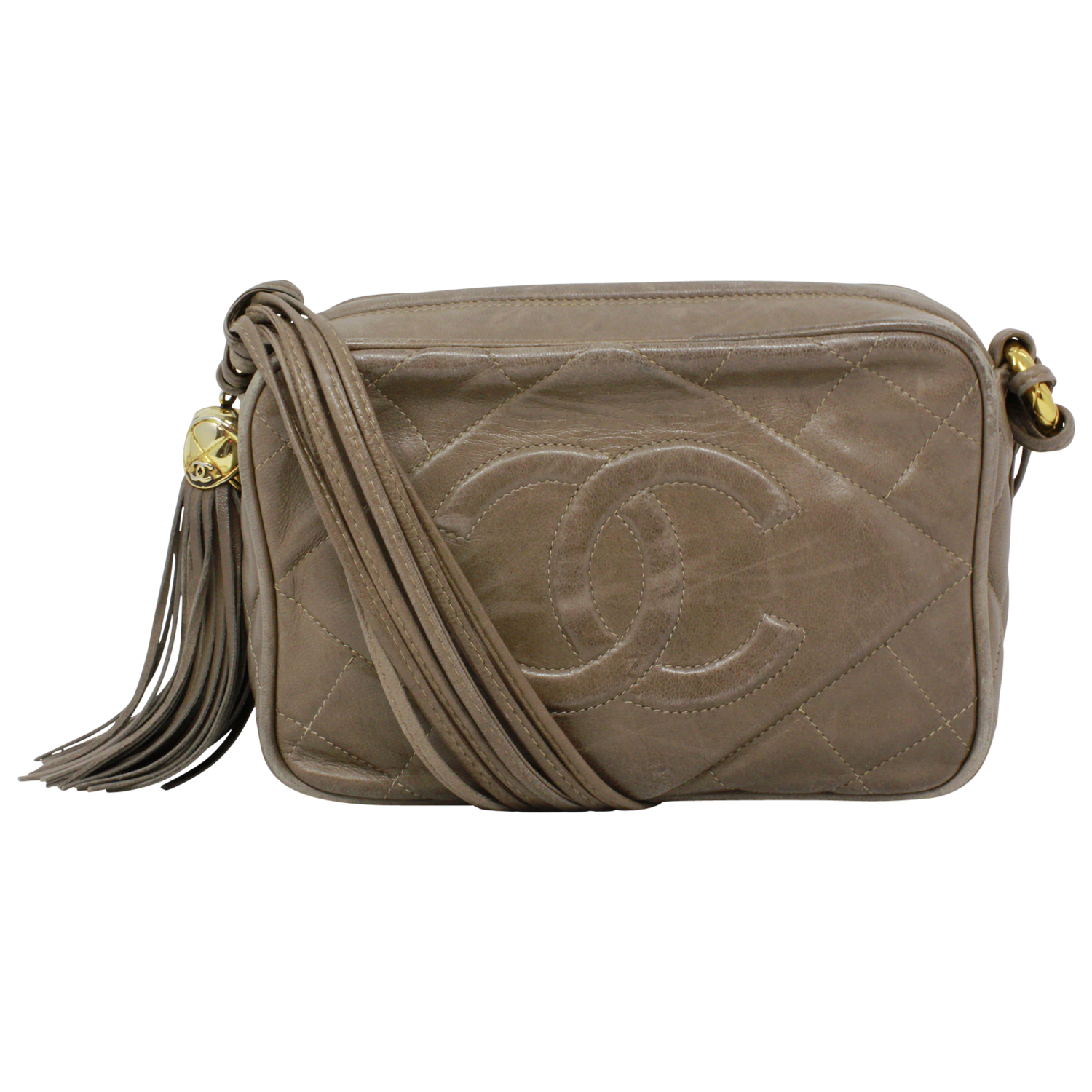Chanel Brown CC Logo Tassel Crossbody Bag