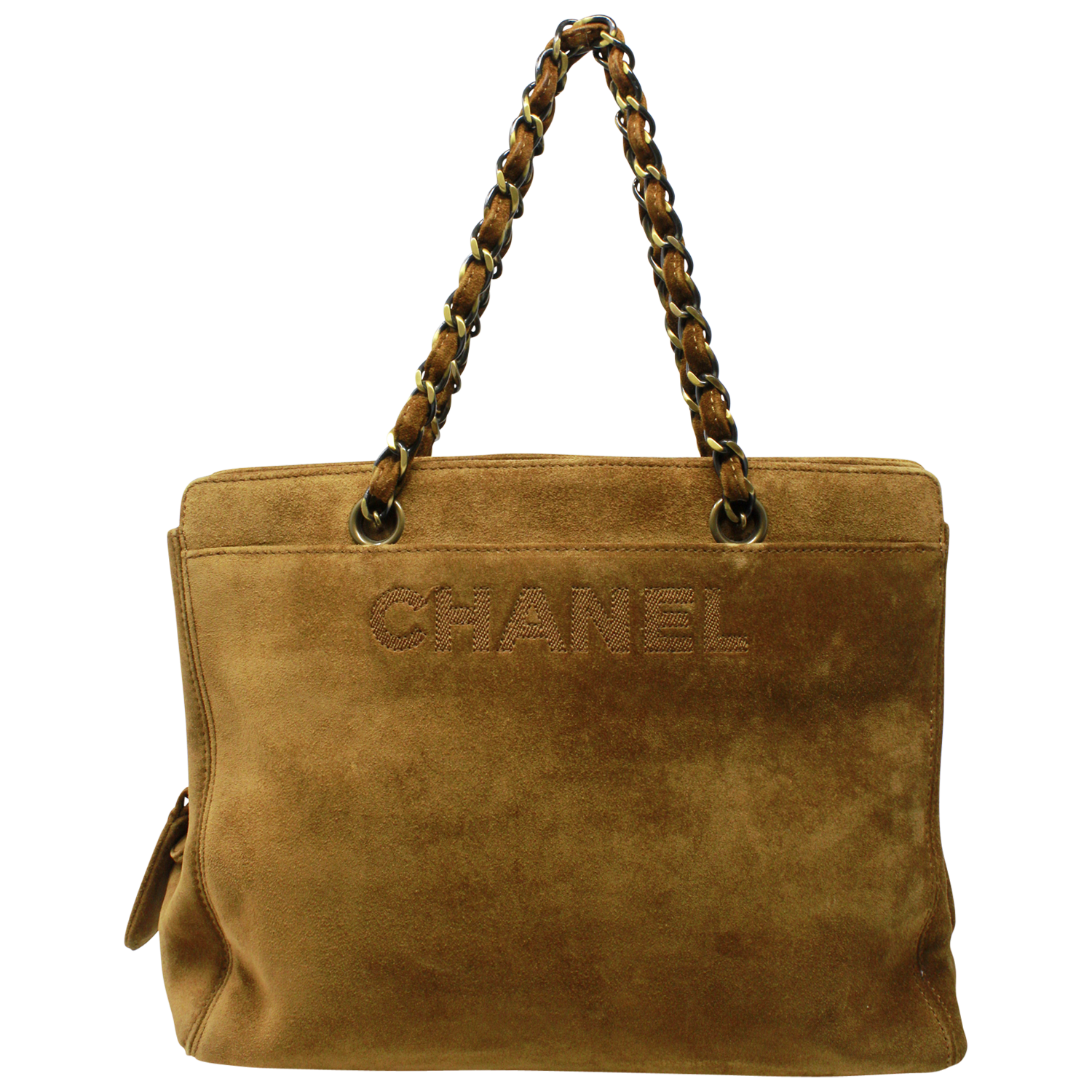 Chanel Caramel Suede Logo Bag