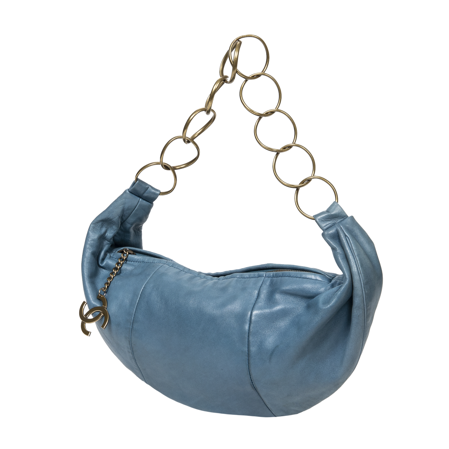 Chanel Powder Blue Crescent Chain Shoulder Bag