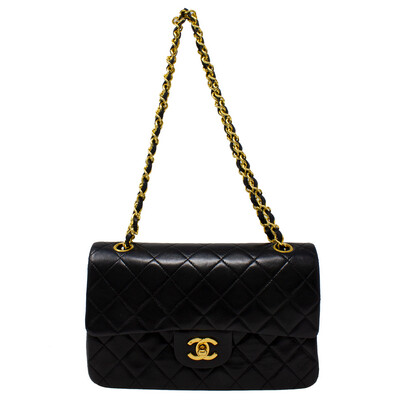 Chanel Small Black Lambskin Double Flap Bag