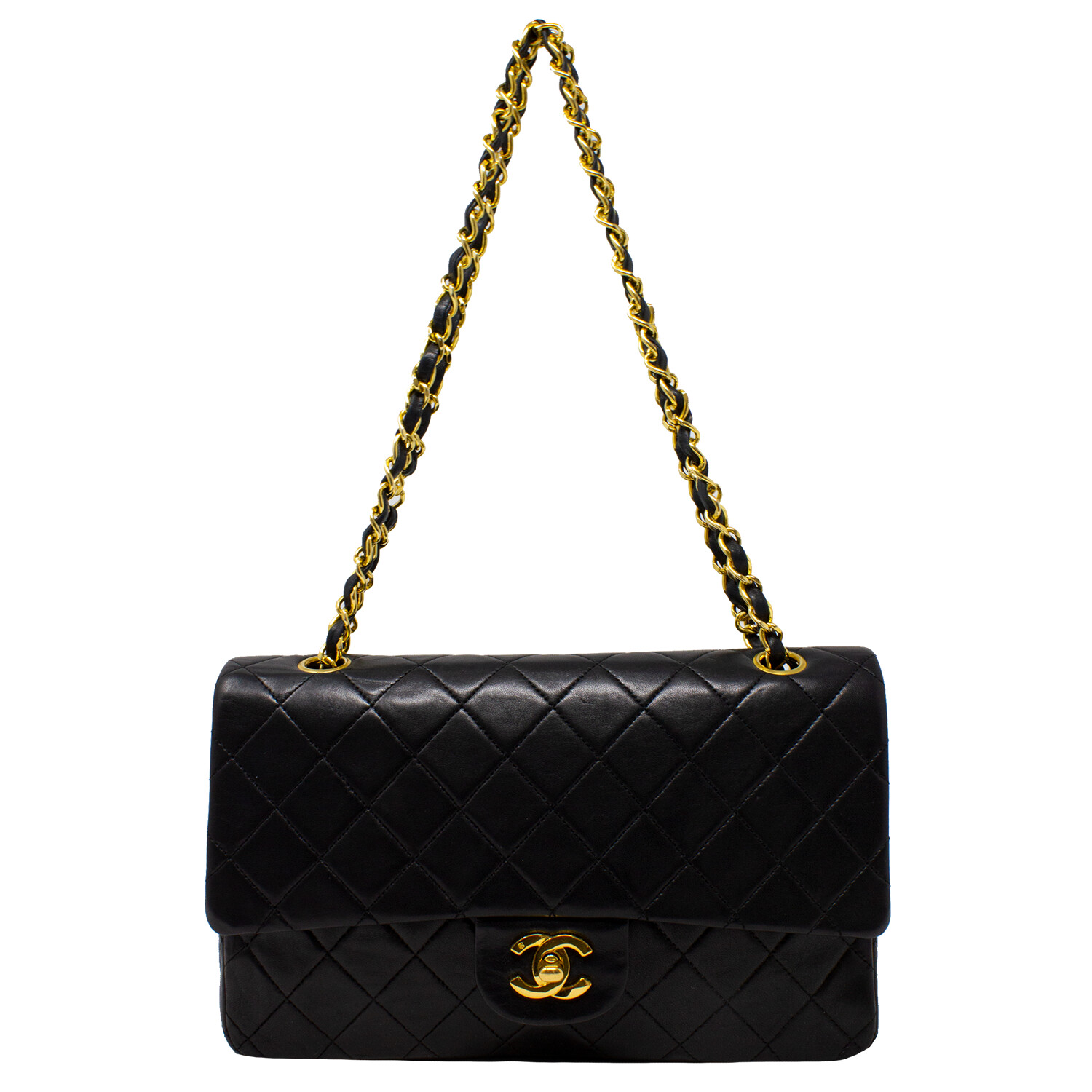 Chanel Medium Black Lambskin Double Flap Bag