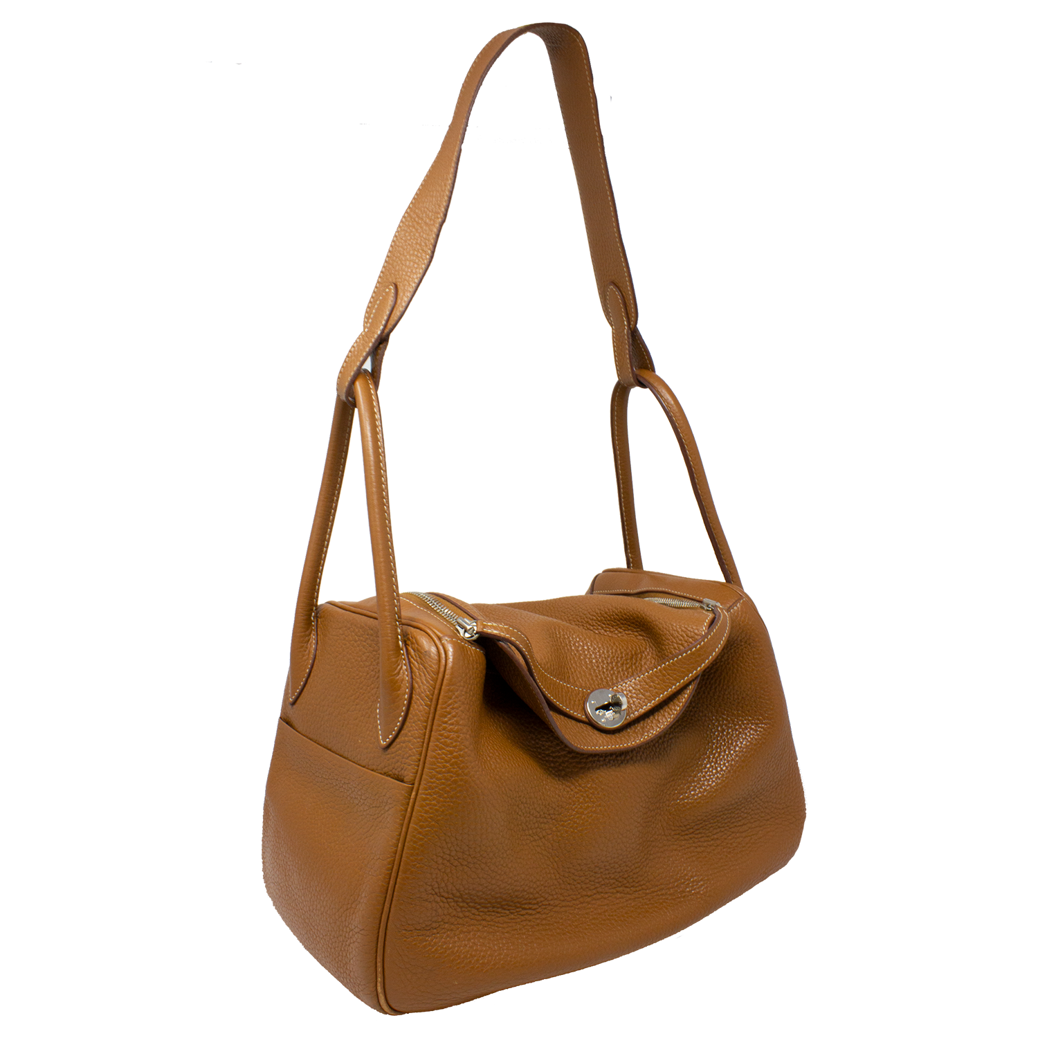 Lindy leather handbag Hermès Brown in Leather - 34073314